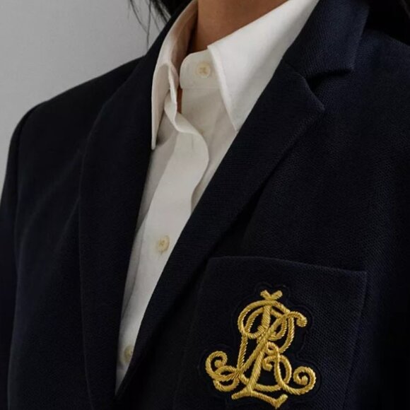 NWOT Lauren Ralph Lauren Petite Bullion Jacquard Blazer, Pettie Small (PS) Navy - Picture 4 of 7